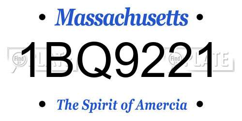 1BQ9221 Massachusetts License Plate