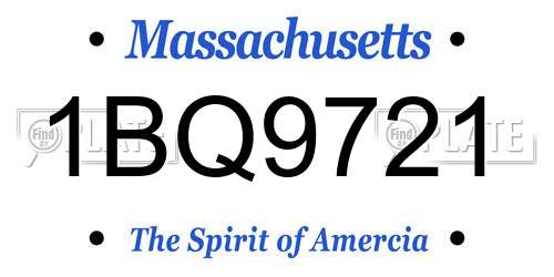 1BQ9721 Massachusetts License Plate