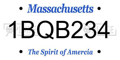1BQB234 Massachusetts License Plate