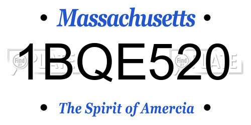 1BQE520 Massachusetts License Plate
