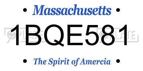 1BQE581 Massachusetts License Plate