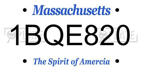 1BQE820 Massachusetts License Plate