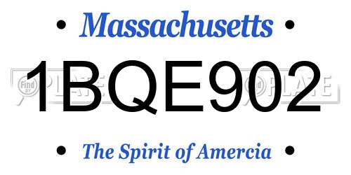 1BQE902 Massachusetts License Plate