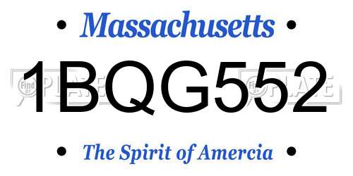 1BQG552 Massachusetts License Plate