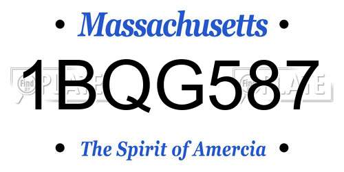 1BQG587 Massachusetts License Plate