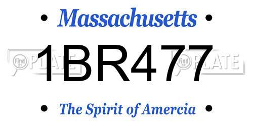 1BR477 Massachusetts License Plate