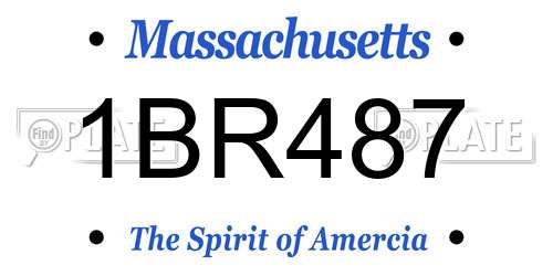 1BR487 Massachusetts License Plate