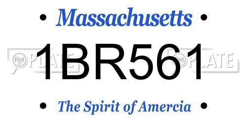 1BR561 Massachusetts License Plate
