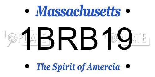 1BRB19 Massachusetts License Plate