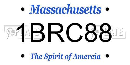 1BRC88 Massachusetts License Plate