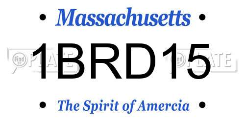 1BRD15 Massachusetts License Plate