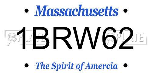 1BRW62 Massachusetts License Plate
