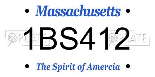 1BS412 Massachusetts License Plate