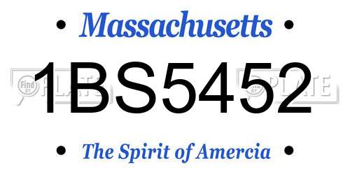 1BS5452 Massachusetts License Plate