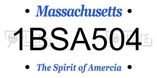 1BSA504 Massachusetts License Plate