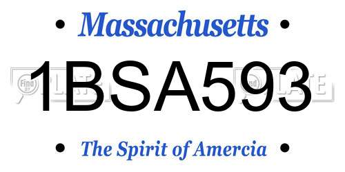 1BSA593 Massachusetts License Plate