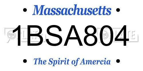 1BSA804 Massachusetts License Plate