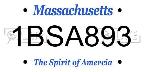 1BSA893 Massachusetts License Plate