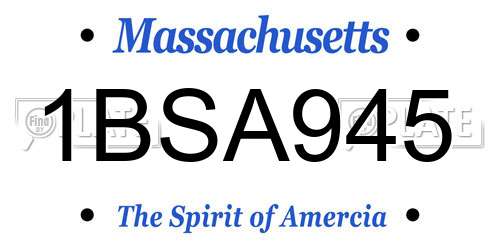 1BSA945 Massachusetts License Plate
