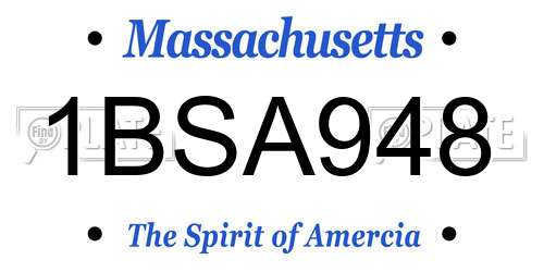 1BSA948 Massachusetts License Plate