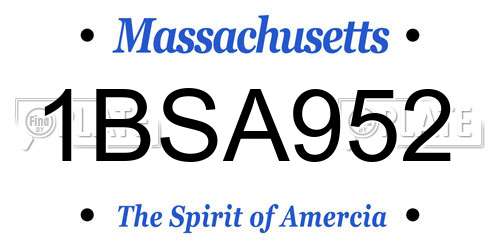 1BSA952 Massachusetts License Plate