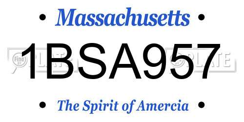 1BSA957 Massachusetts License Plate