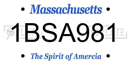 1BSA981 Massachusetts License Plate