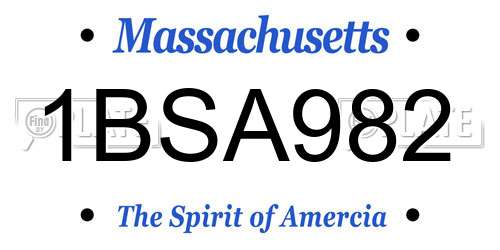 1BSA982 Massachusetts License Plate