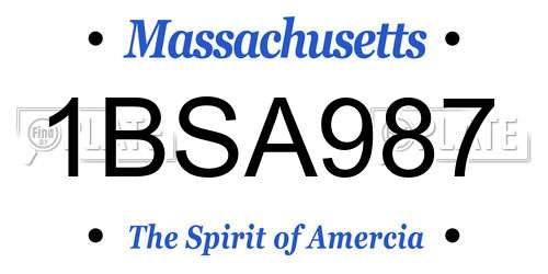 1BSA987 Massachusetts License Plate