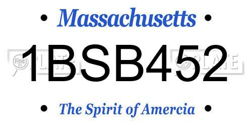 1BSB452 Massachusetts License Plate