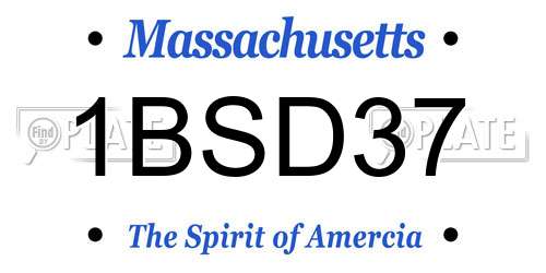 1BSD37 Massachusetts License Plate
