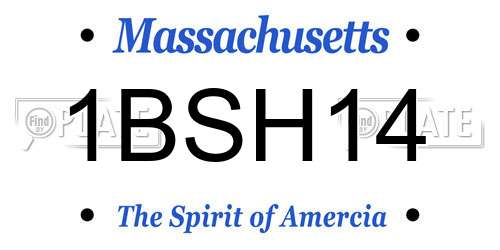 1BSH14 Massachusetts License Plate