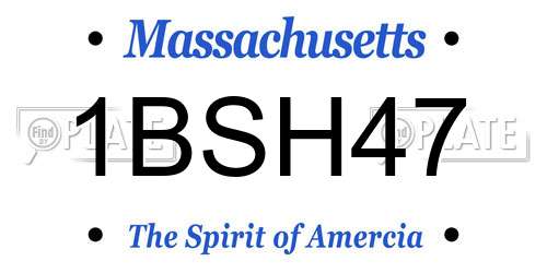 1BSH47 Massachusetts License Plate