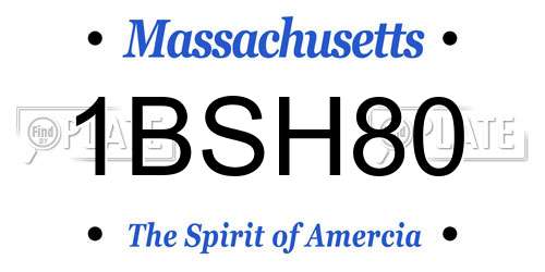1BSH80 Massachusetts License Plate