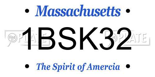 1BSK32 Massachusetts License Plate
