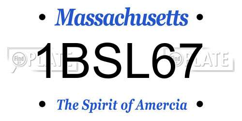 1BSL67 Massachusetts License Plate