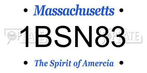 1BSN83 Massachusetts License Plate