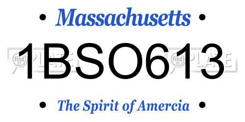 1BSO613 Massachusetts License Plate