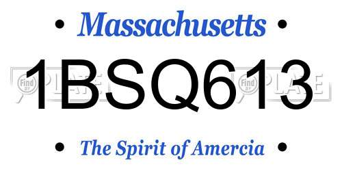 1BSQ613 Massachusetts License Plate