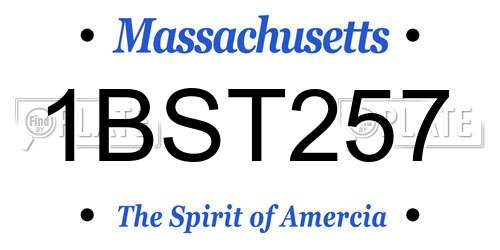1BST257 Massachusetts License Plate