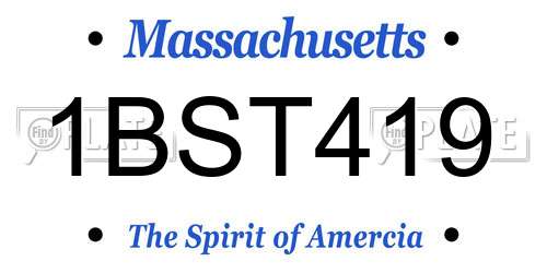1BST419 Massachusetts License Plate