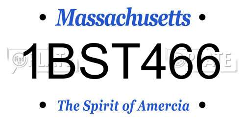 1BST466 Massachusetts License Plate