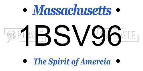 1BSV96 Massachusetts License Plate