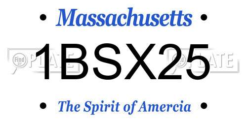 1BSX25 Massachusetts License Plate