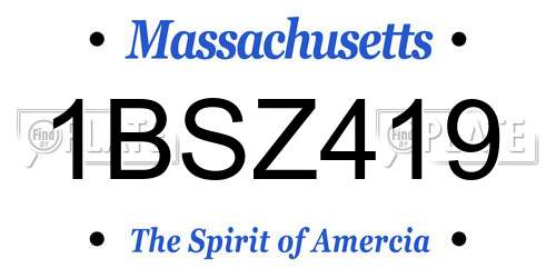 1BSZ419 Massachusetts License Plate