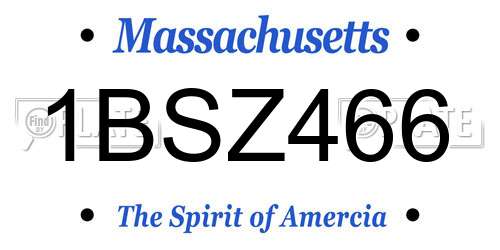 1BSZ466 Massachusetts License Plate