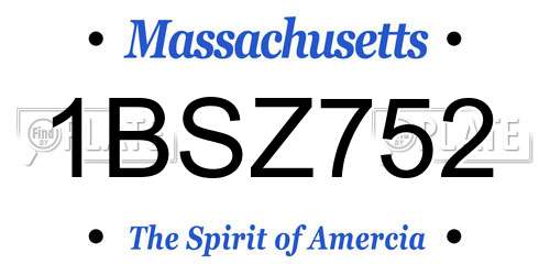 1BSZ752 Massachusetts License Plate