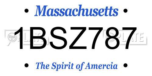 1BSZ787 Massachusetts License Plate