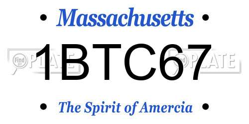 1BTC67 Massachusetts License Plate