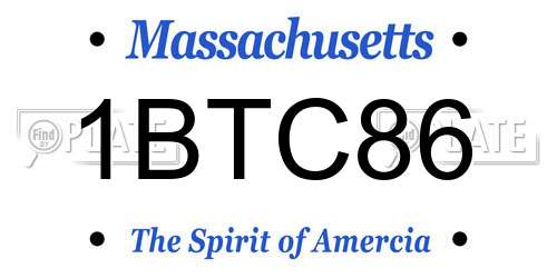 1BTC86 Massachusetts License Plate